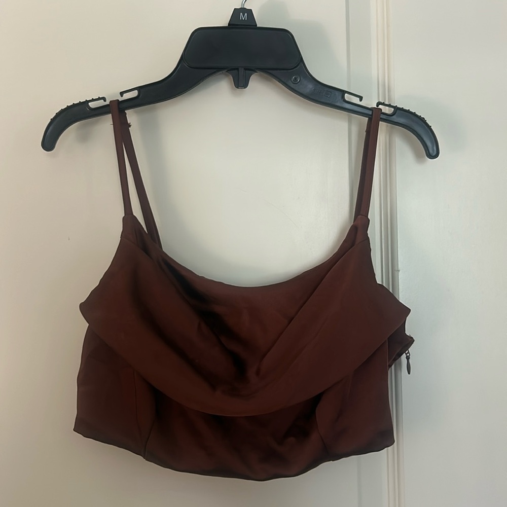 Altar’s State | Brown Satin Top